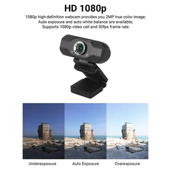 

1080p HD USB Webcam 30fps Desktop Clip-On PC Laptop Web Camera with Microphone for PC Windows 2000/XP/7/8/10/Android TV Gaming