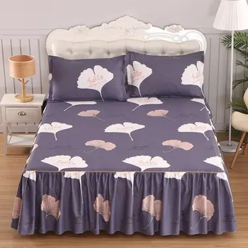 

Yaapeet 3pcs+Pillowcase Bed Skirt Non-slip Sheet Cover Bed Sheet Room Decor Flower Printing Bedspread colcha de cama casal