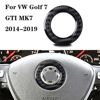 

Car Carbon Fiber Sticker Interior Steering Wheel Center Cover Trim Car Styling Decal Sticker For VW Golf 7 GTI MK7 2014-2019
