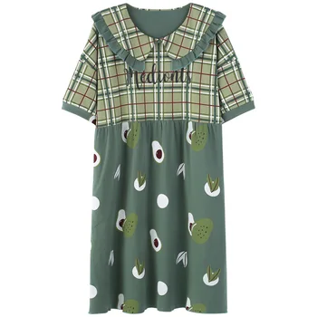 

Spring And Summer Cotton Nightdress Women Loose Thin Section Casual Short Sleeve Female Night Dress Sexy Plus Size Nightie