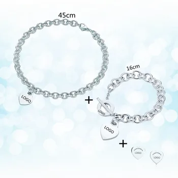 

Sterling Silver 925 Classic Fashion Silver Heart Card Ladies Necklace Set Holiday Gift