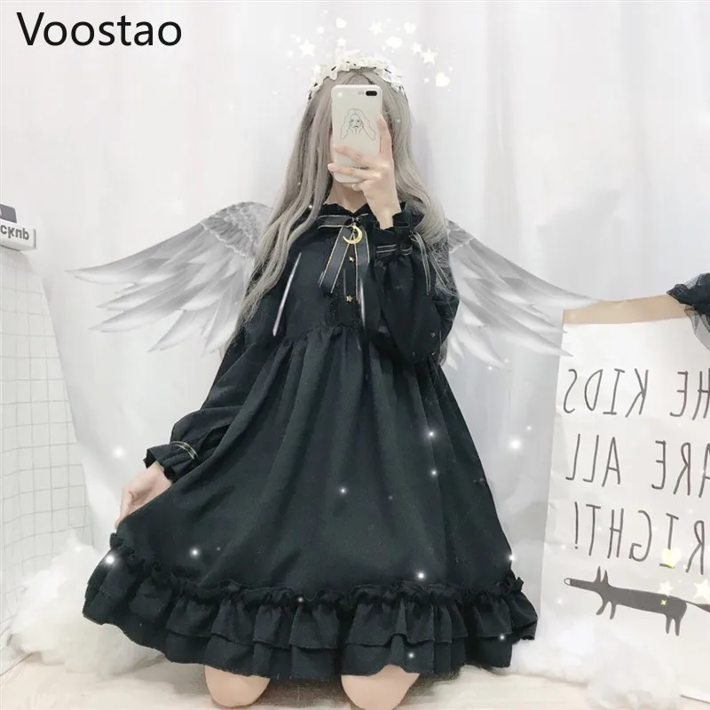 Lolita Dress Gothic Lolita Dress Soft Sister Women Vintage Dark Cute Bow Moon Ruffled Tea Party Dress Victorian Sweet Princess Fairy Clothes