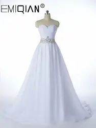 Лидер продаж белая детская одежда, Vestido De Noiva 2019 новый дизайн трапециевидной формы идеально поясом; Robe De Mariage без ремешков, на шнуровке