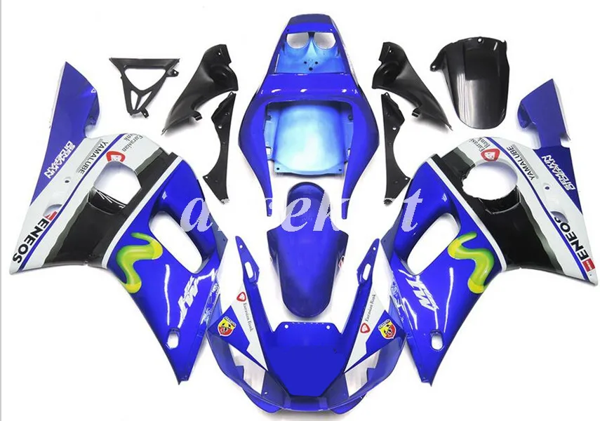 Новинка из АБС-пластика для мотоцикла обтекатели комплект подходит для Yamaha YZF-R6 98 99 00 01 02 R6 1998 1999 2000 2001 2002 тела комплект цвет синий, черный; Большие размеры 34–43