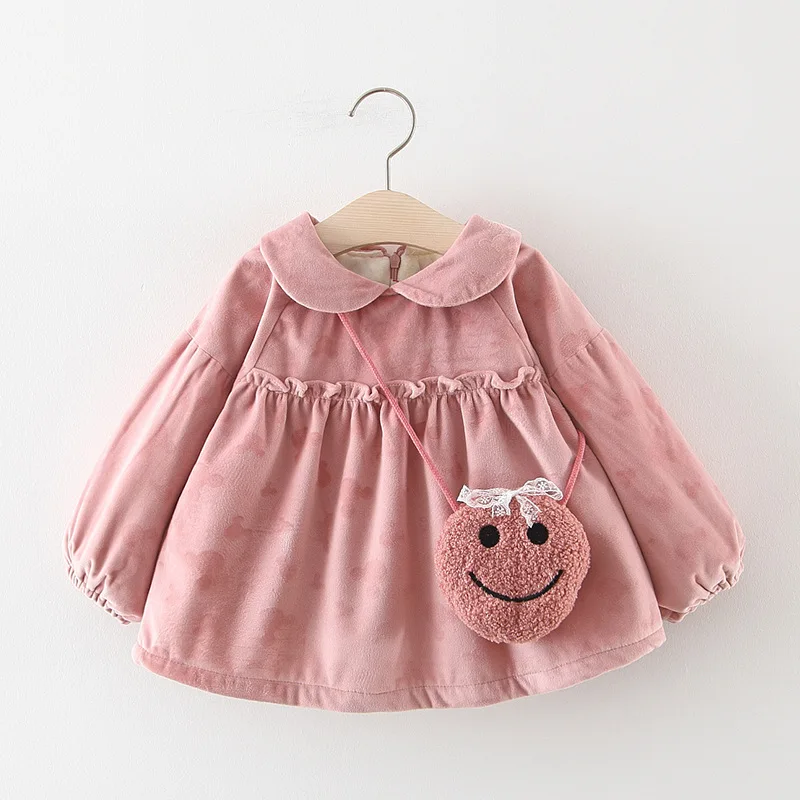 Осенне-зимние детские платья с принтом и сумочкой; ;