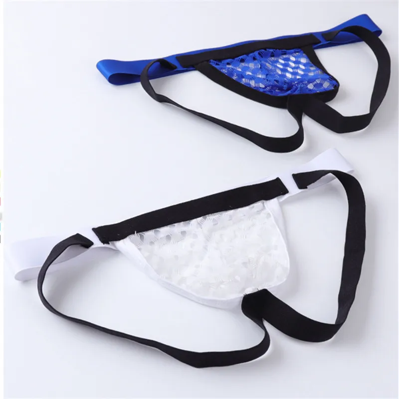 

Mens Double Thongs Underwear Sexy Mesh Hollow Transparent Gay Underwear G-string Mens Jockstrap
