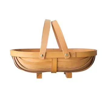 

Storage Basket Wood Chip Blue Shopping Basket Picnic Flowers Storage Basket Gift Box Home Organizer Desktop Decoration