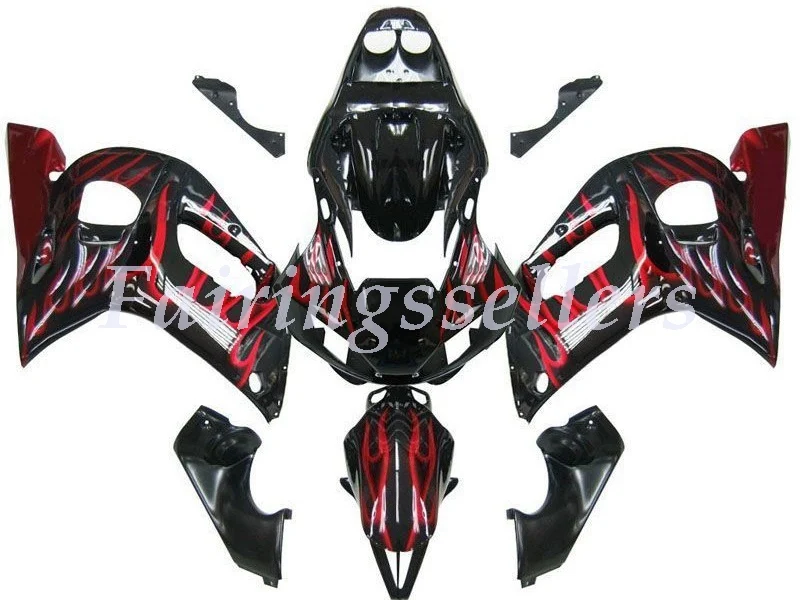 3 бесплатные подарки ABS обтекатель комплект подходит для YAMAHA YZF-R6 1998 1999 2000 2001 2002 Полный обтекатели на заказ черный глянец красные наклейки