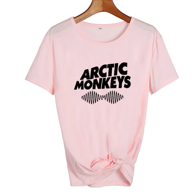 Arctic Monkey Sound Wave женская футболка Tumblr Топы панк-рок Харадзюку Tumblr Music Футболка женская черная белая футболка Femme - Цвет: pink-black
