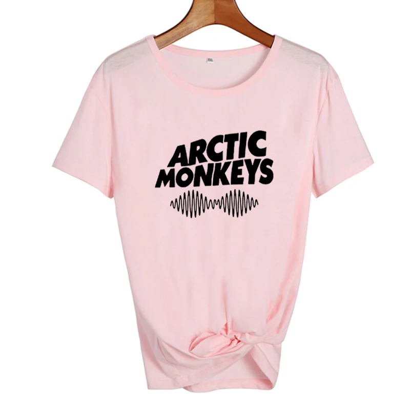 pink-black Arctic Monkey Sound Wave женская футболка Tumblr Топы панк-рок Харадзюку Tumblr Music Футболка женская черная белая футболка Femme - Цвет: pink-black