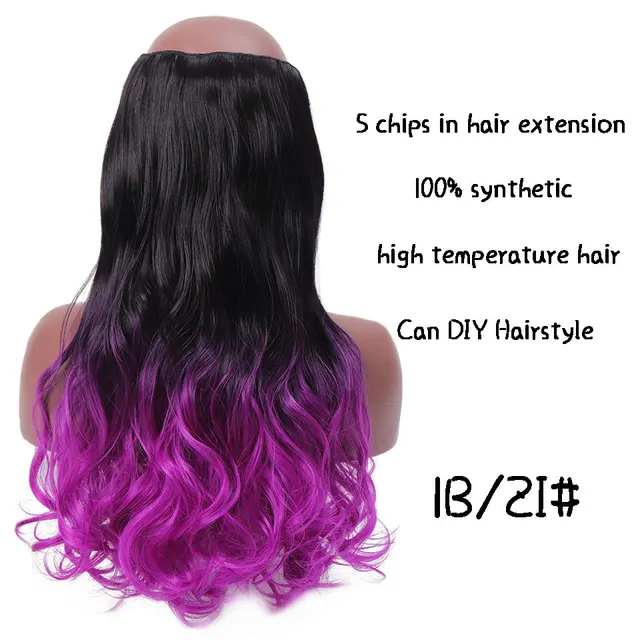 SHANGKE Synthetic 24-Inch Straight Clip in Hair Extensions Heat Resistant Wavy Hairpiece High Temperature Fiber False Hair 7245-1BIZI