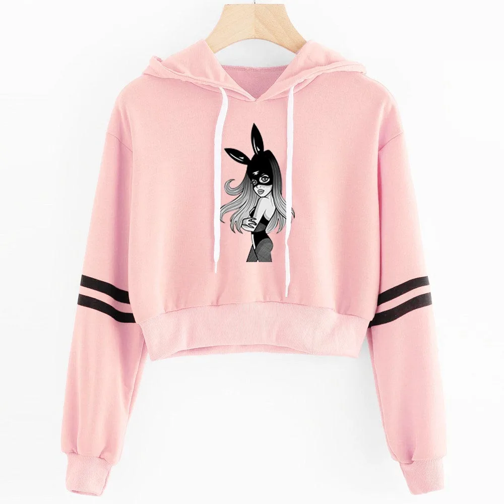 Ariana Grande, короткие женские толстовки, укороченный дизайн, толстовки, модная сексуальная спортивная одежда, принт с красными губами, женские толстовки, Vogue, короткая одежда