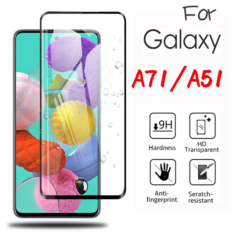 Закаленное стекло 9H для Samsung A71 A715 защита экрана из стекла Galaxy A51 A515 A 51 71 515 715