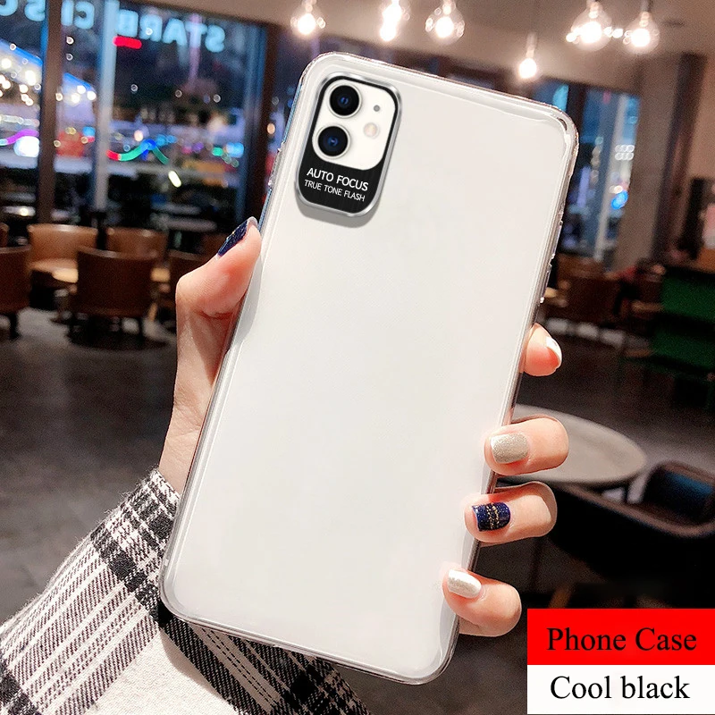 black Металлический силиконовый прозрачный акриловый чехол для телефона iPhone 11 Pro Xs Max Xr X 8 7 6s 6 Plus, защитный чехол из ТПУ - Цвет: black