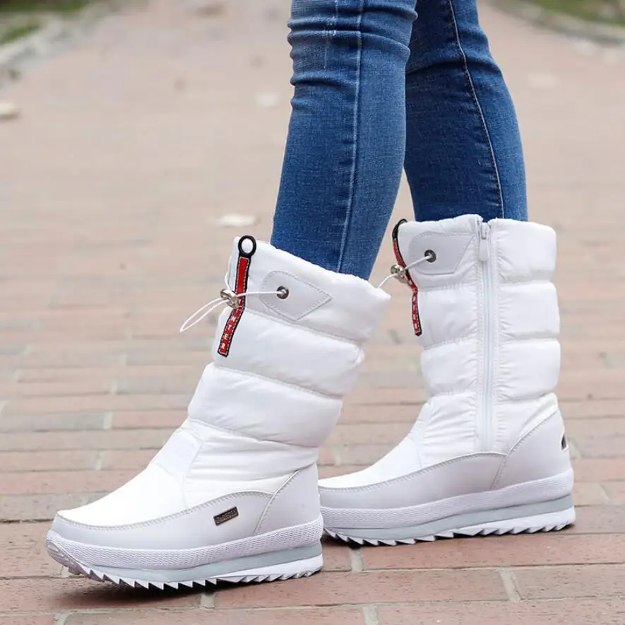 

Women Snow Boots platform with Fur Warm 2019 New waterproof Winter Women ankle Boots Ladies Flats Boots Shoes -30 degress