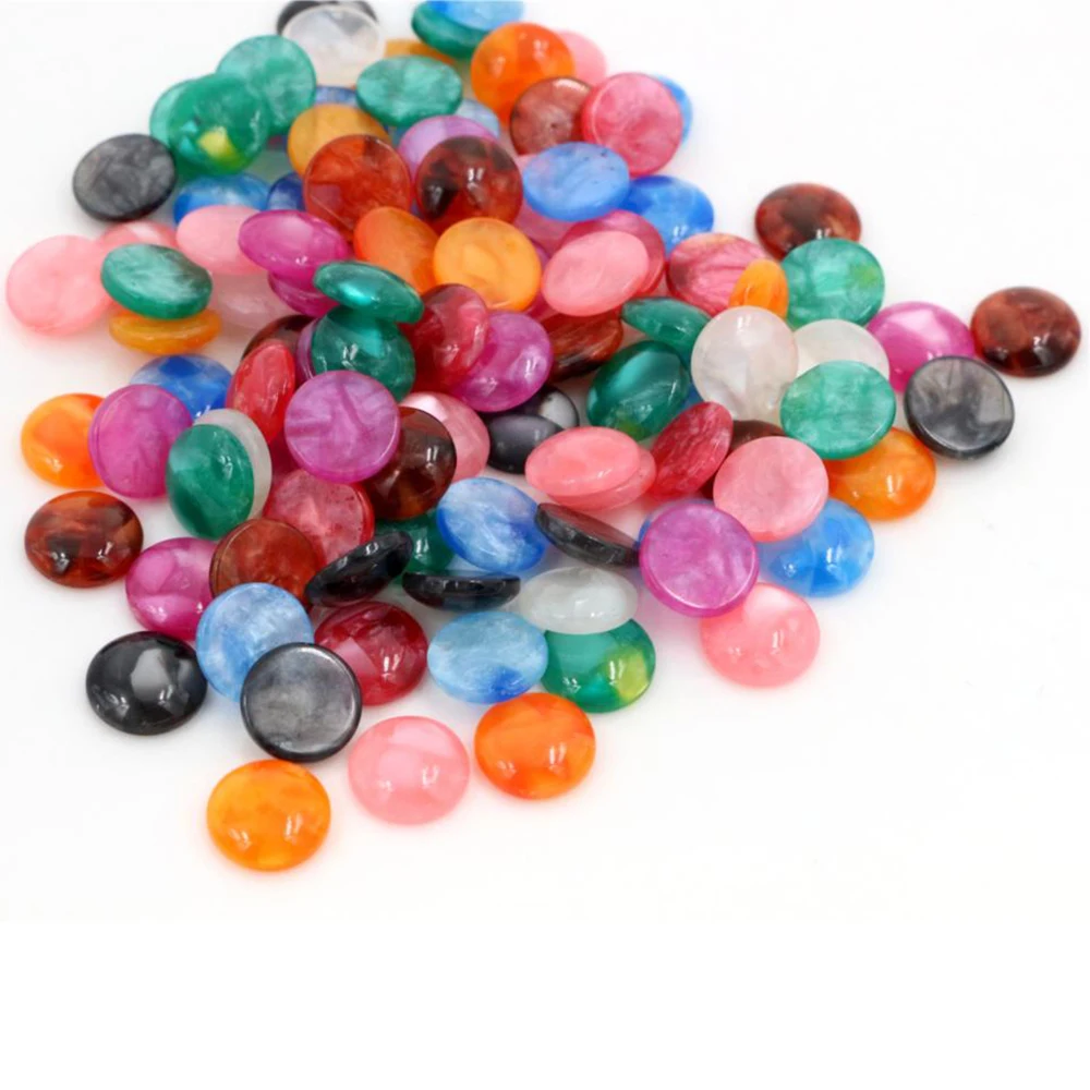New Fashion 40pcs 10mm Mix Colors Built-in Shell Flat back Resin Cabochons Cameo-V6-33