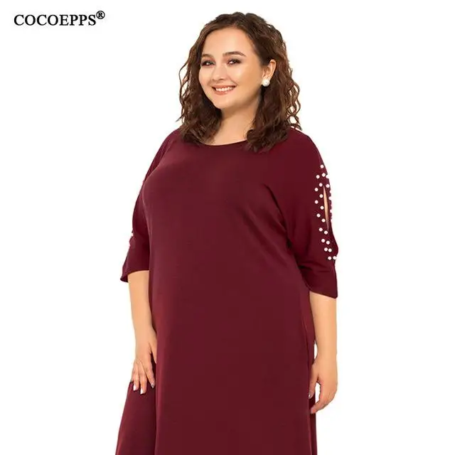 COCOEPPS, женское свободное платье большого размера плюс, летнее повседневное платье, сексуальные открытые элегантные вечерние платья большого размера - Цвет: as picture