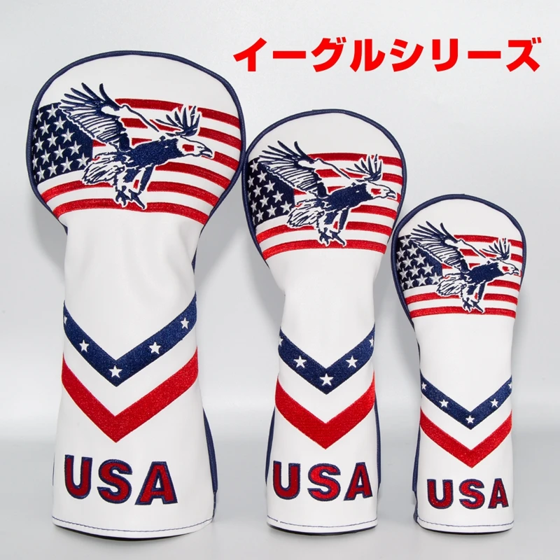 Чехол для клюшек для гольфа, набор для гольфа, Орел США, деревянная крышка для гольфа, 1, 3, 5, водительский фарватер, спасательные гибридные головные уборы с биркой
