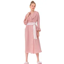 New French Royal Style Ins Pink Elegant Home Pajamas Ruffled Collar Stitching Lace Ladies' Robe