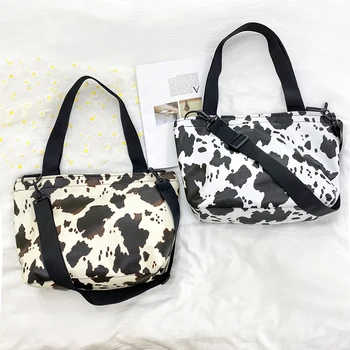 

Fashion Cow Milk Printed Crossbody Handbags Women PU Leather Large Capacity Top-handle Shoulder Bag Female Travel Messenger Bags
