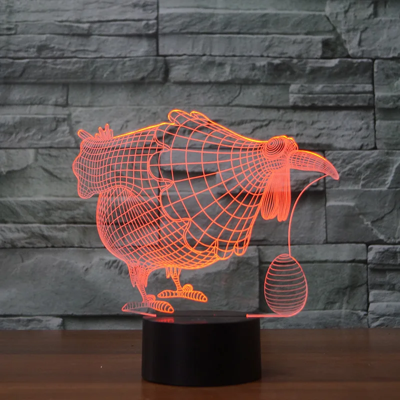 Курица несущая яйцо 7 цветов лампа 3d Визуальный светодиодный ночник s для детей