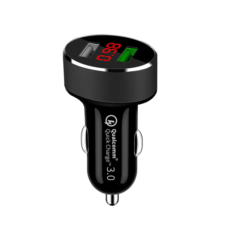 DSYCAR 1 шт. QC 3,0 универсальное автомобильное зарядное устройство с двумя usb-портами, мини зарядное устройство для быстрой зарядки, светодиодный дисплей для всех устройств IOS Android Smart