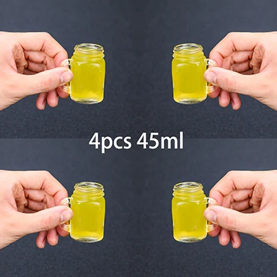 45ml Set of 4 4 шт Мини банка чашка Мейсона стеклянный рюмка набор со стеклянными ручками, стакан для виски es/чашки - Цвет: 45ml Set of 4