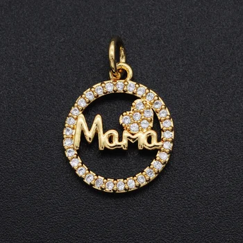 

5pcs/lot 13x16 CZ Zircon DIY Jewelry Mama Charm Pendant Wholesale Top Quality Jewellwery Finding Supplies