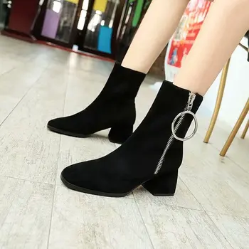 

Women Boots New Fashion Pointed Thick With Wild Shallow Mouth Boots Women Simple And Comfortable Boots