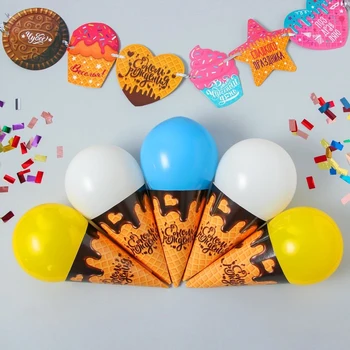 

Balloons "Happy Birthday", garland, confetti, ribbon