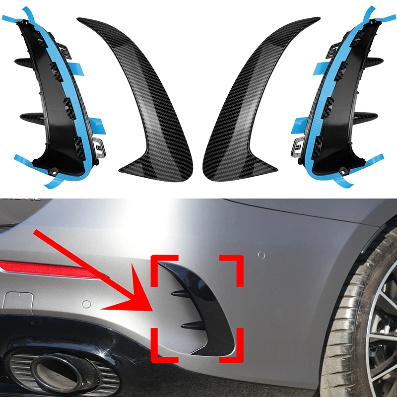 Rear Bumper Trim Cover For Mercedes Benz A Class W177 Sedan A180 A200 A250 A35 AMG + Fender Flicks Canards Car Styling car rear bumper trim cover