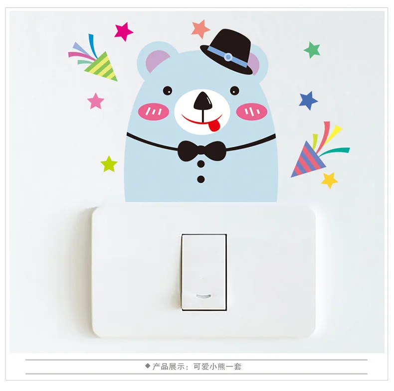Korean Style Cartoon Cute Animal Stickers Self-Adhesive Switch Stickers Socket Laptop Mobile Phone Decoration Heart Stickers