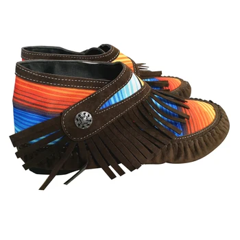 

Cowgirl Synthetic Leather Moccasins Soft Sole Fringed Retro Flat Women Ankle Boots Shoes Comfortable Breathable
