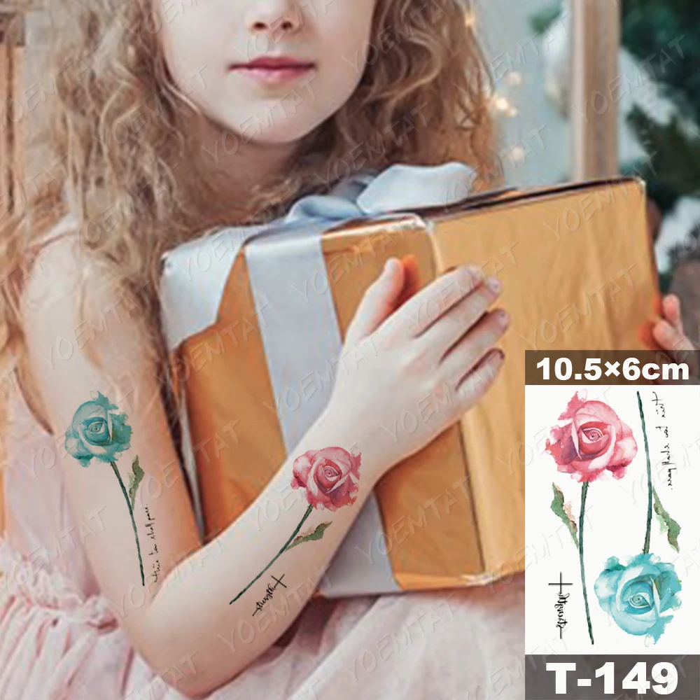 Waterproof Temporary Tattoo Lasting Sticker Snake Cat Tiger Animal Rose Female Color Fake Tatoo Flash Body Art Children Henna