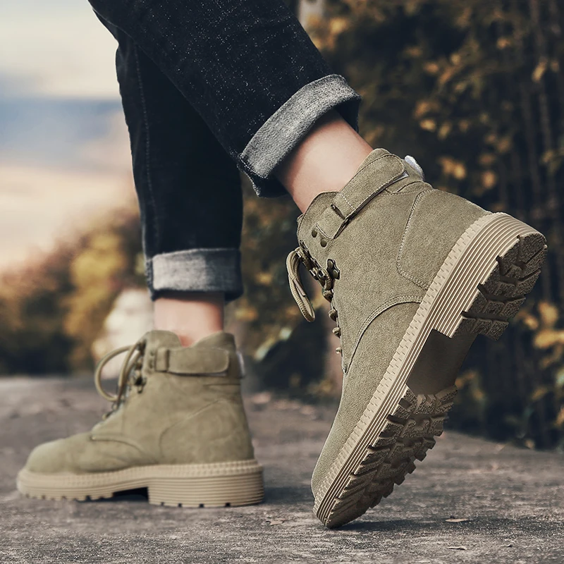 Г., новые зимние мужские ботинки мужские водонепроницаемые ботильоны Осенняя мужская модная повседневная обувь теплые зимние ботинки на шнуровке
