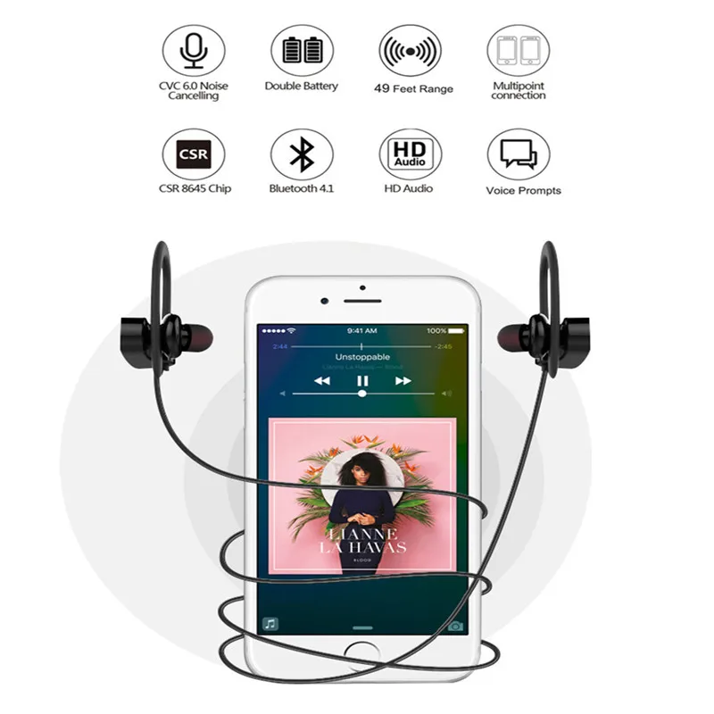 Fones de Ouvido Bluetooth Ipx7 à Prova Dwireless Água sem Fio Esportes Baixo Fones com Microfone para Iphone Xiaomi Huawei Noise Canceling Headphone Bleutooth Headphones Phones Bluetooth u8 4.1 - Image 6