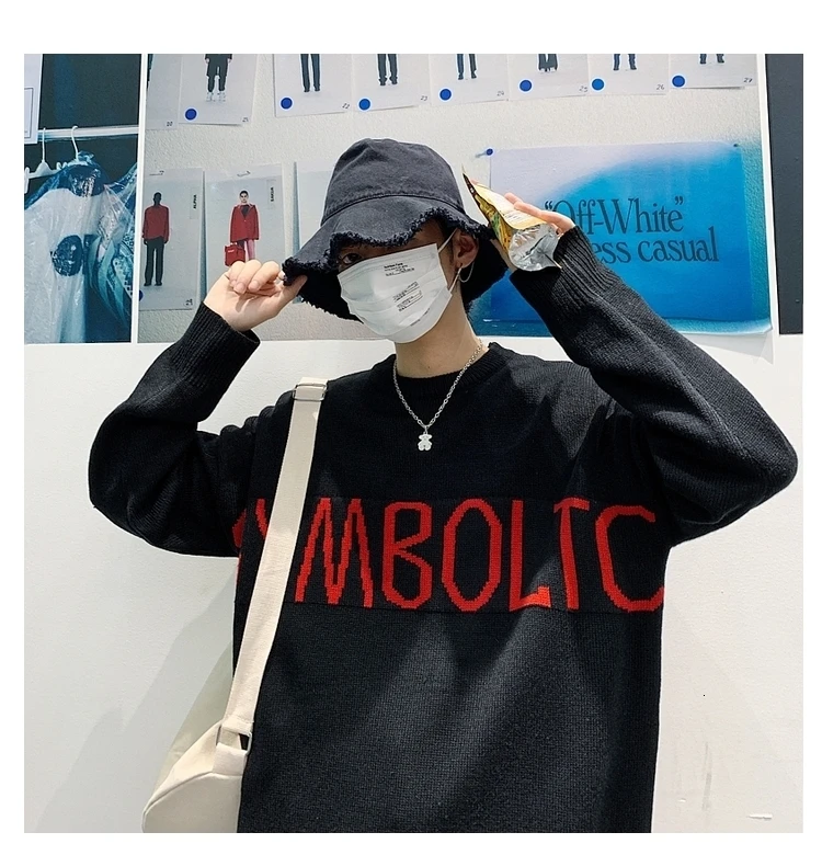 New autumn/winter slimming students pure color cotton sweater loose casual round collar personality youth men's wear