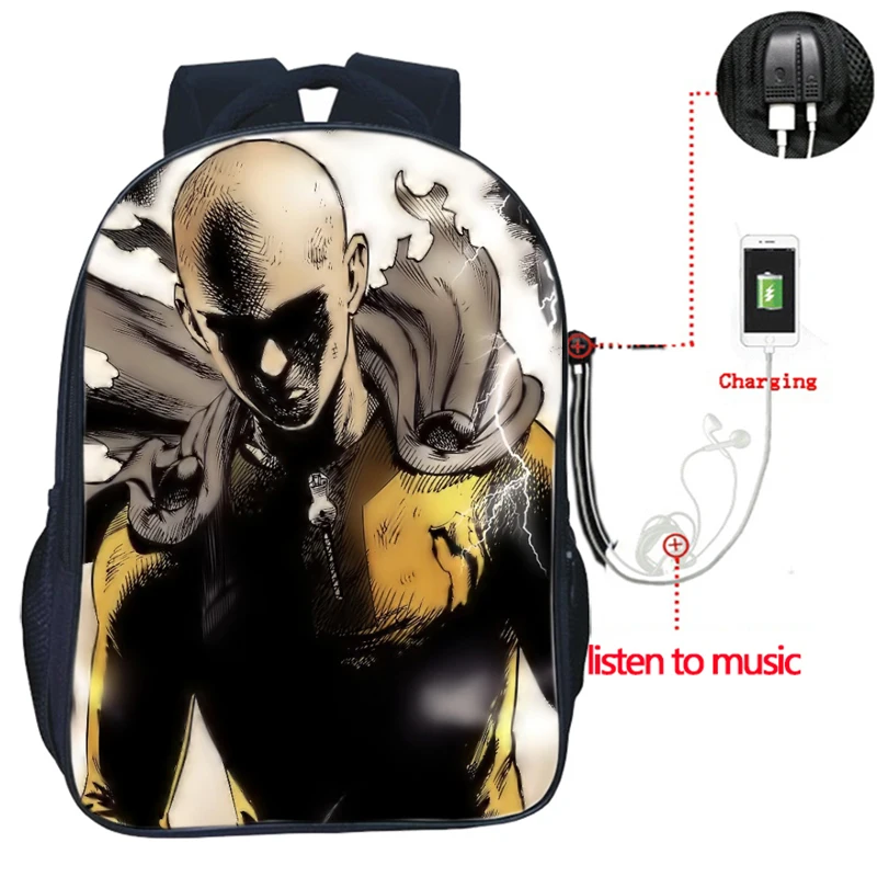 Arrval Аниме One Punch Man USB зарядка рюкзак для мужчин и женщин мальчиков девочек подростковый школьный рюкзак модный школьный рюкзак