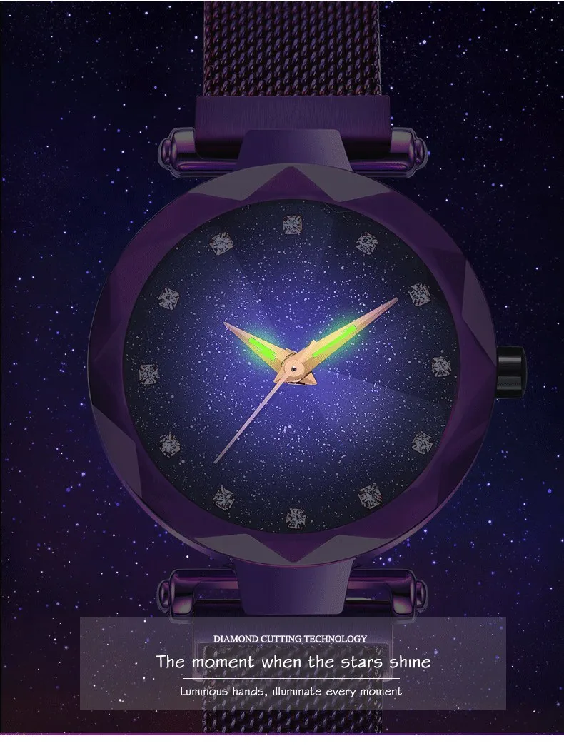 Reloj mujer, женские часы, звездное небо, часы с бриллиантами, кварцевые роскошные женские часы, наручные часы для женщин, Relogio Feminino