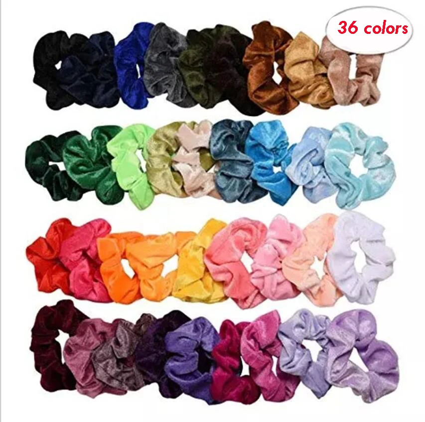 Мягкая бархатная атласная резинка для волос 72 шт./лот однотонная застежка-петля