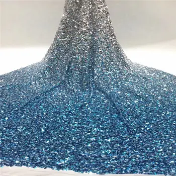 

2020 Latest French Sequins Nigerian Lace Dress High Quality Sequins Tulle African Lace Fabric Wedding French Tulle Lace SL135