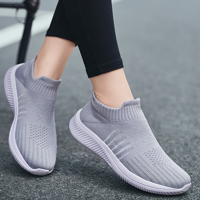 Women Flats Sneakers Casual Slip On Sock Trainers