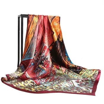 

2020 Luxury Brand New 90cm Large Square Silk Fashion Scarf Women Printed Headscarf scarves infinity blanket chiffon hijab shawl