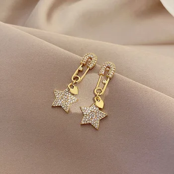 

Fashion Shiny Star Zircon Drop Earrings for Women Fashion Pendant Temperament Earrings Female Geometric 2020 Party Jewelry Gifts