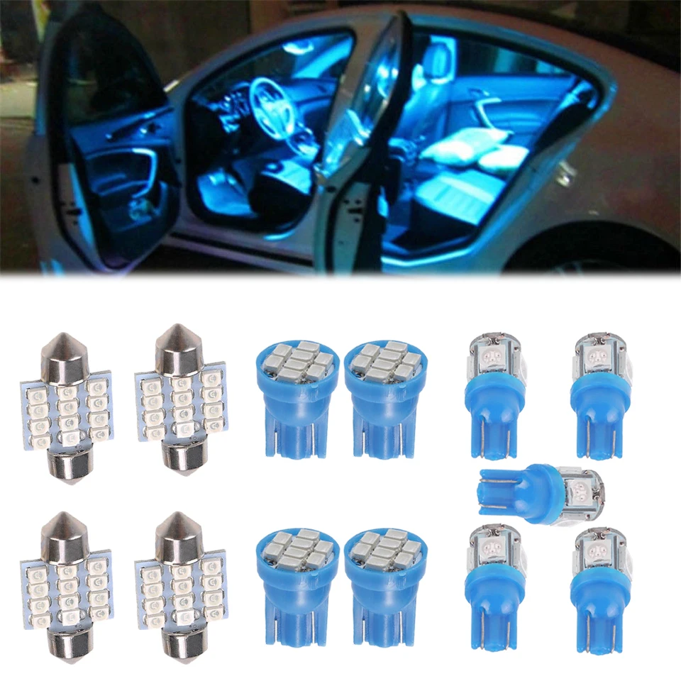 Lumière LED bleue intérieure de voiture, lampe d'escales de voiture,  plafonniers, plafonniers, éclairage de plaque de planificateur, ampoule de  porte automatique, accessoires d'intérieur de voiture, 13 pièces -  AliExpress