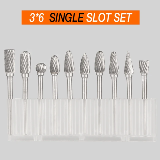 10pcs tungsten steel grinding head tungsten carbide burrs sets mini drill diamond burs material tungstenio dremel accessories Single veins