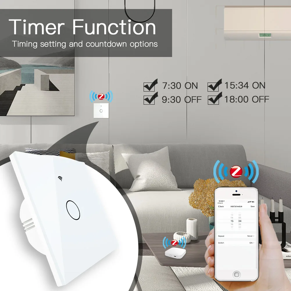 Moes ZigBee Wall Touch Smart Light Switch With Neutral/No Neutral,No Capacitor Needed Smart Life/Tuya Works with Alexa,Google Moes ZigBee Wall Touch Smart Light Switch With Neutral/No Neutral,No Capacitor Needed Smart Life/Tuya Works with Alexa,Google
