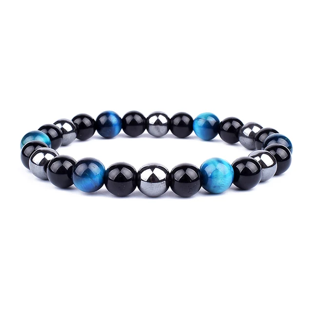 New Magnetic Hematite Bracelets Men Tiger Eye Stone Bead Couple Bracelets for Women Health Care Magnet Help Weight Loss Jewelry 7