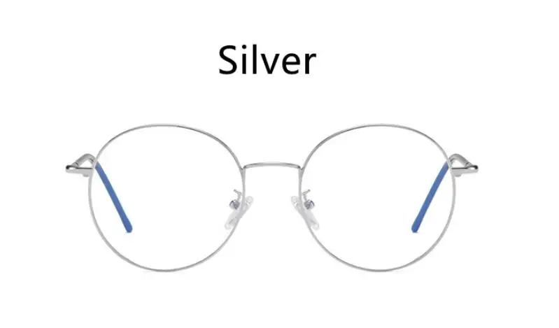 silver clear Сексуальный анти-синий светильник, очки, Золотые очки, оправа для женщин, прозрачные линзы, металлические круглые прозрачные очки, мода для компьютера - Цвет оправы: silver clear