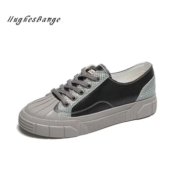 

shoes woman comfortable Shell toe Spring 2020 New explosion wild Sports white Lace-up flat Retro college style Fashion sequins